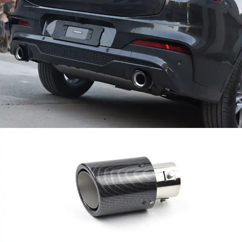 vtear evrensel araba egzoz susturucu ucu boru paslanmaz celik led kirmizi mavi isik araba modifikasyon aksesuarlari kuyruk bogaz mufflers aliexpress