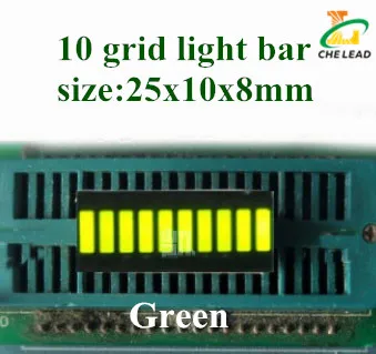20pcs 25*10mm light bar 10 grid digital tube Red Green Blue Yellow White LED digital light bar 10 segment LED display