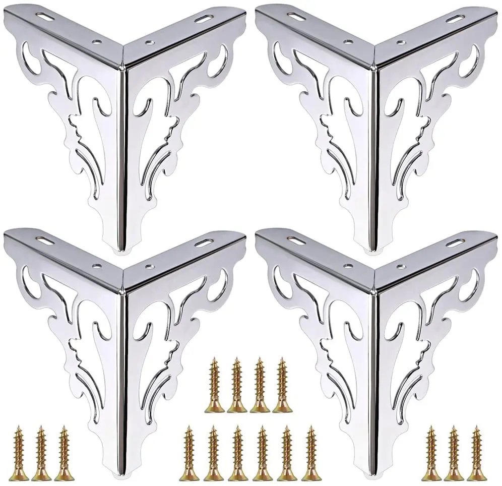 4pcs Metal Furniture Legs Feet, Pattern Hollow table legs，Modern Sofa Legs Bed Table Accessories Cabinet Replacement foot