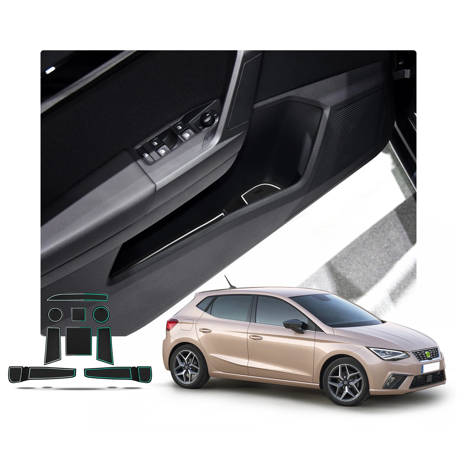 LFOTPP Car Door Groove Mat for Ibiza Typ 6F 2018 2019 2020 Hatchback  Anti-slip Door Gate Slot Pads Auto Interior Accessories