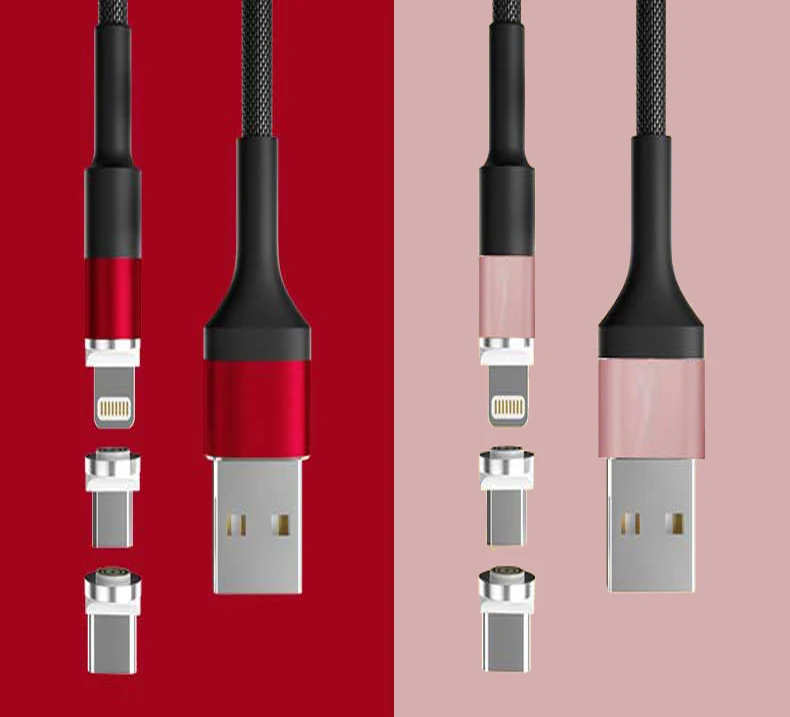 360 градусов Поворот круговая Магнитный строка данных для iPhone X 8 7 6 Plus& кабель Micro USB и кабель Тип usb-C кабель с разъемом usb-c