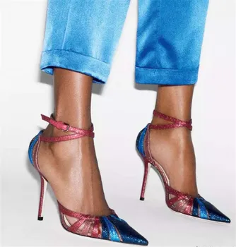 

Strappy Glitter Women Pumps TRAVIS High Heels Wedding Party Sandals Mixed Color Sandalias Mujer 2019 Chaussure Femme Bridal