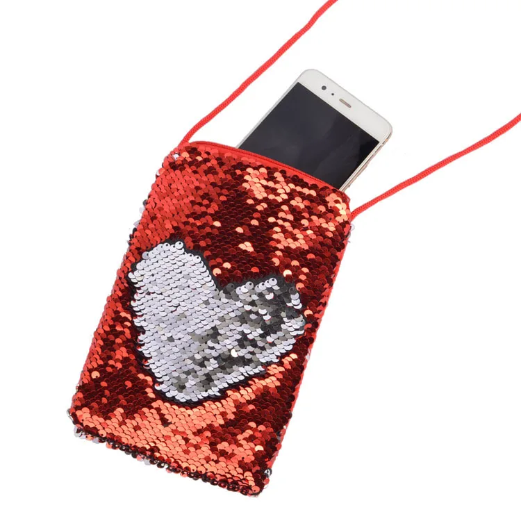 

Fashion sequin mobile phone bag female cloth mobile phone bag hanging neck sports arm bag vertical coin purse mermaid bag