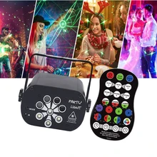 Lumière Disco à 8 trous, 129 motifs, lumière Laser de nuit ciel étoilé, son UV rvb, projecteur activé pour fête DJ