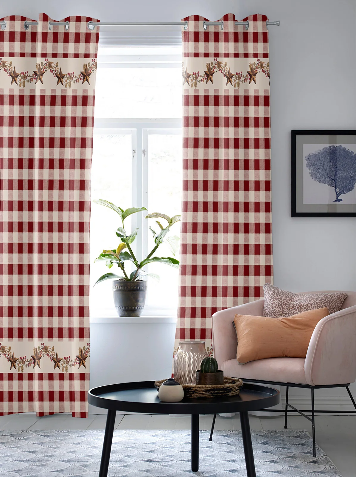 Xadrez, inglês, vermelho, cinza escuro cortinas de janela para sala de  estar itens decorativos sala de estar - AliExpress