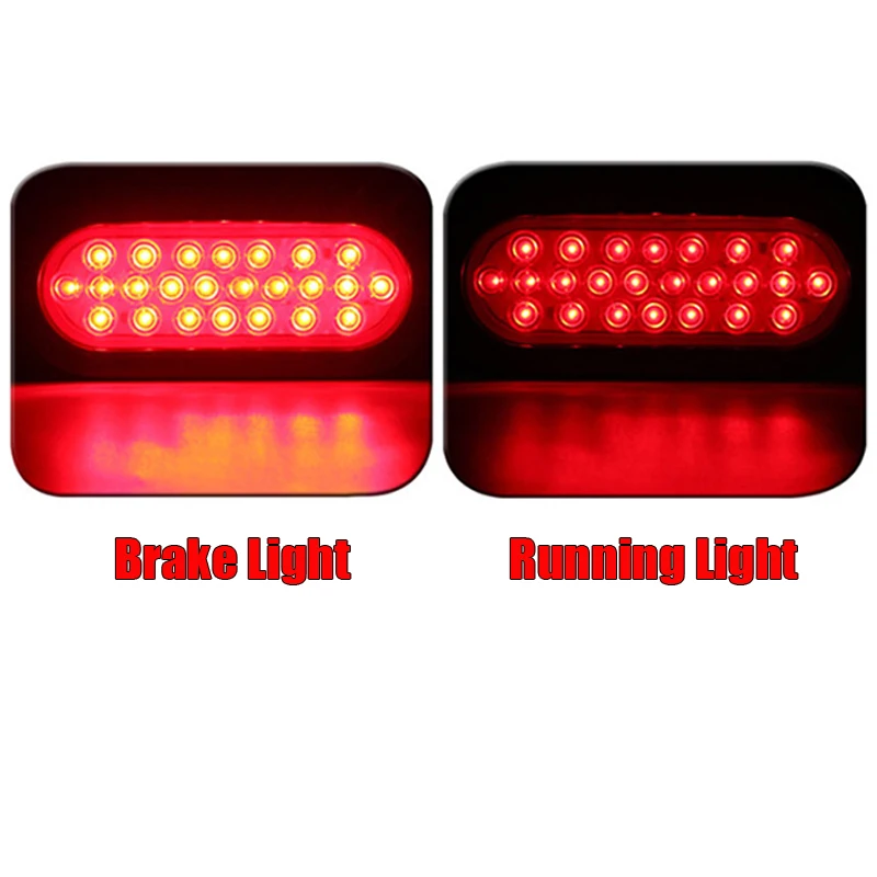 

24 LED Red White Truck Trailer RV Oval Signal Brake Light Indicator Replacements