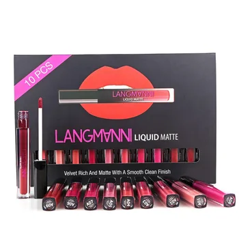

10pcs Lip Gloss Set Long-lasting Waterproof Non-stick Cup Matte Liquid Lipstick
