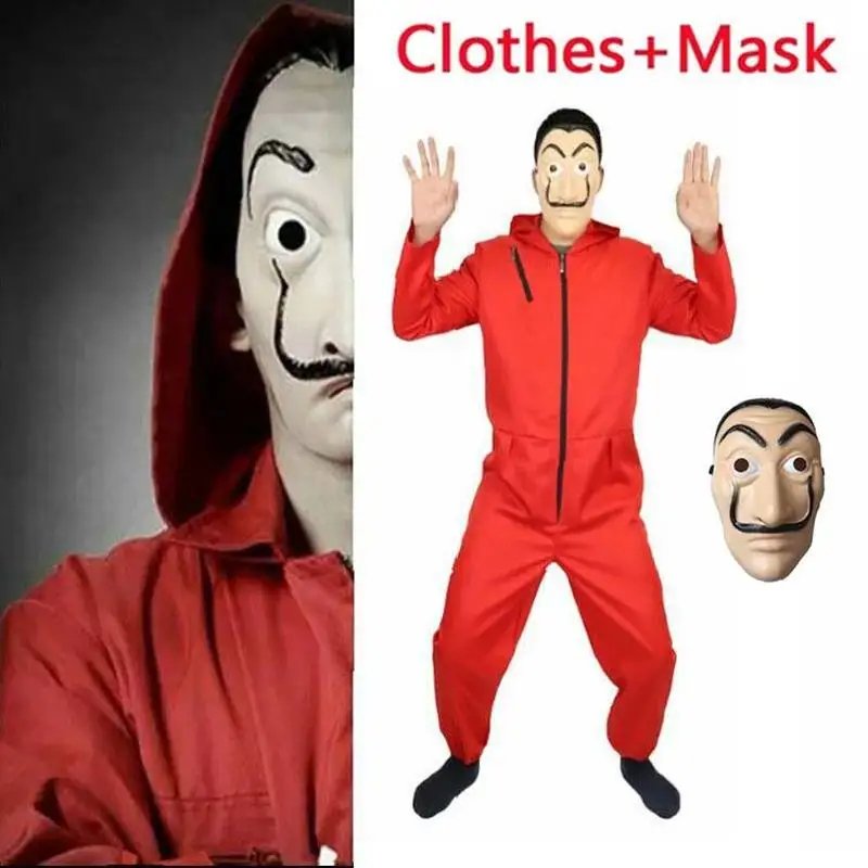 

Salvador Dali Movie The House Party Kids Halloween Costumes Mask Money Heist Costume Face Mask of Paper La Casa De Papel Cosplay