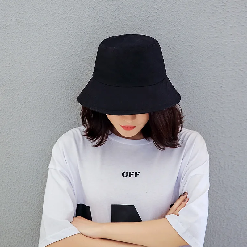 

Hip Hop Bucket Cap Women Men Unisex Sun Hats Black White Solid Panama Hat Summer Beach Fishing Fisherman Boonie Hat 13 Colors