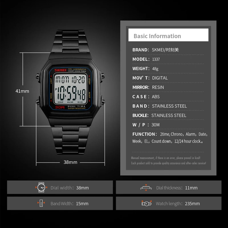 Tanie Cyfrowy zegarek męski luksusowe mężczyzn ze stali nierdzewnej zegarek wodoodporny odliczanie zegarki elektroniczne dla mężczyzn mody mężczyzna zegar