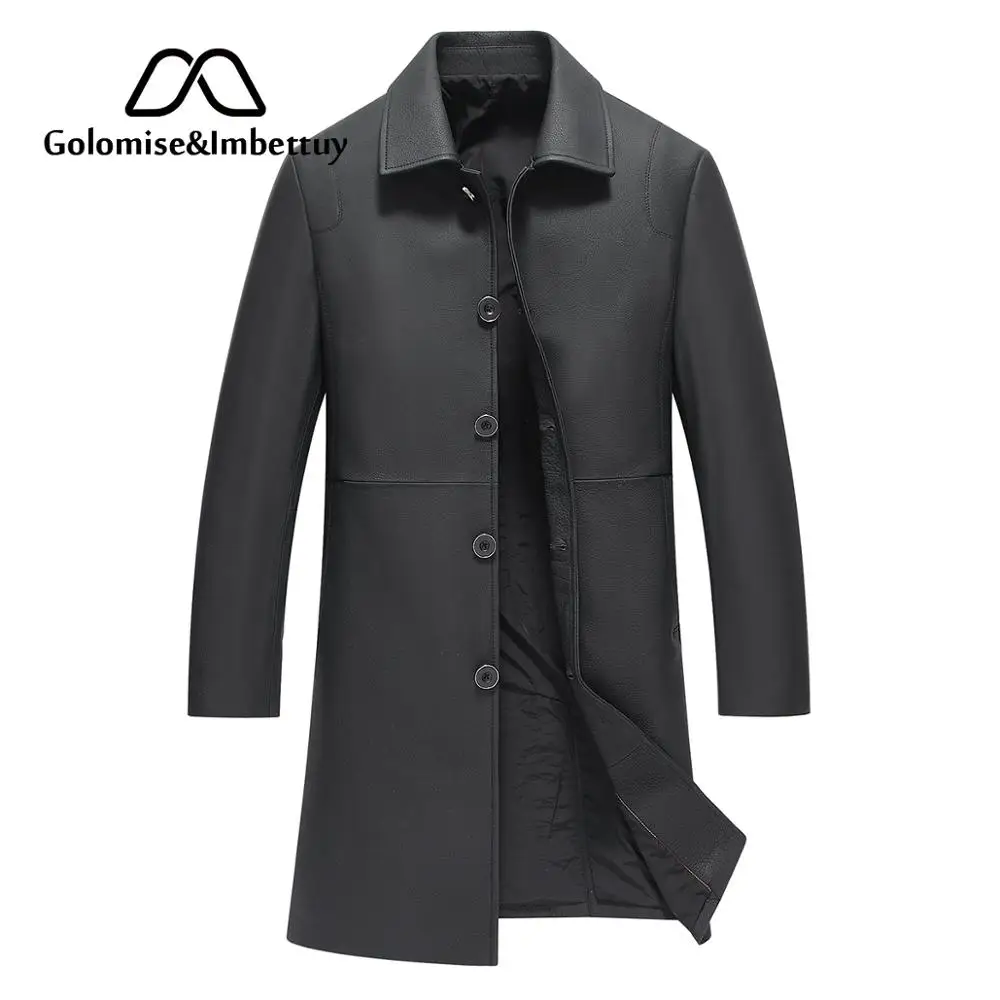 

Golomise&Imbettuy Men Real Sheepskin Leathe Jacket/Coat X-Long Genuine Goatskin Leather Jacket/Overcoat