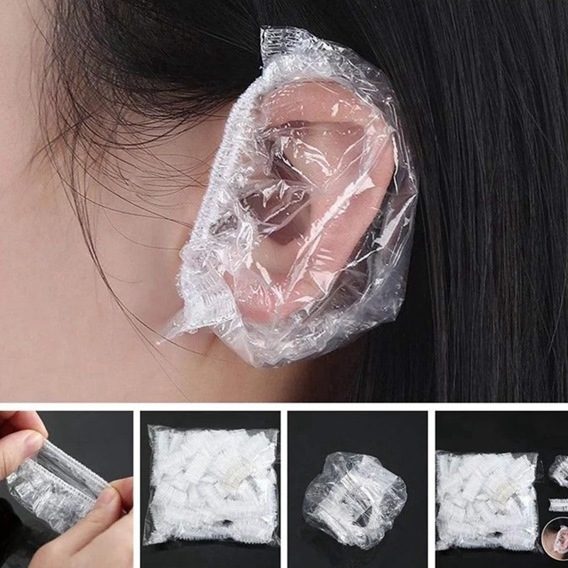 

100Pcs Disposable Bath Shower/Dyeing Hair Ear Guard, Waterproof Ear Protector Cover Caps for Salon/Home Use