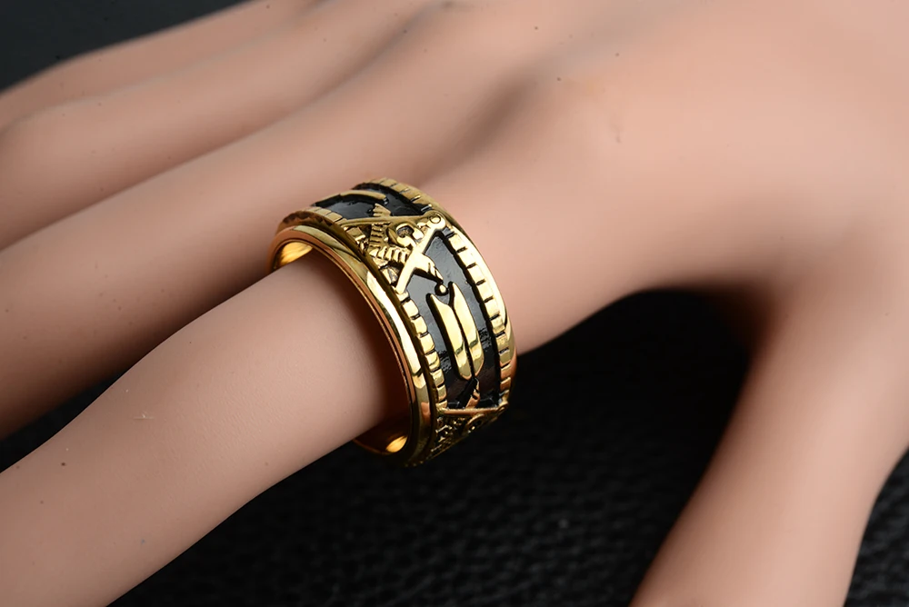Rotatabl Stainless Steel Masonic Rings for Men Signet Freemason Ring Freemasonry Vintage Punk Jewelry Mens Male anillos Gift