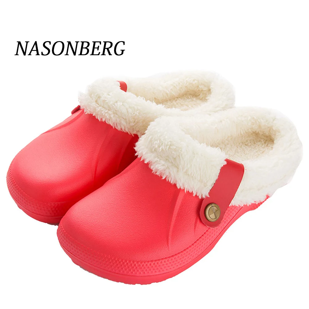 Домашние тапочки NASONBERG для мужчин и женщин меховые водонепроницаемые теплые