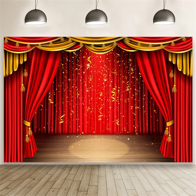 

Red Curtain Stage Backdrops Light Circus Tent Baby Birthday Party Decor Photography Photo Backgrounds Photozone Photo Studio