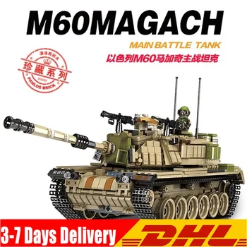 

IN STOCK 1753 PCS 632004 Military Technic Tank M60 Magach Main Battle Tank Building Blocks Bricks Kids Birthday Toys For Kids