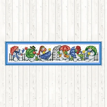 

Snowman and Umbrella Chinese Cross Stitch Patterns Counted Printed on Canvas 14ct 11ct Fabric Embroidery Kit DIY for Needlework