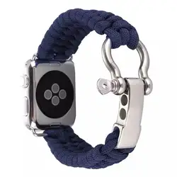 Спорт на открытом воздухе нейлоновый ремешок зонтик веревочный плетеный браслет ремешок для наручных часов Apple watch, 38, 42/40/44 мм длина