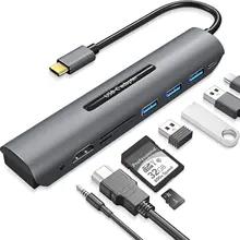 

USB C Hub for MacBook Pro, 9 in 1 USB C Multiport Adapter, with 4K HDMI, USB 3.0 and USB-A Ports, SD/TF Card Reader