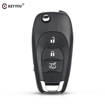 

KEYYOU FOB HU100 Uncut Blade 3 Buttons Smart Filp Folding Car Remote Key Shell Case For Chevrolet Cruze Malibu Chevy Aveo