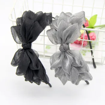 

Ribbon Big Bow Floral Shining Hair Band Womens Hairband Hair Accessories Hair Hoop Black Pink Girls Flower Lace Bow Head Band