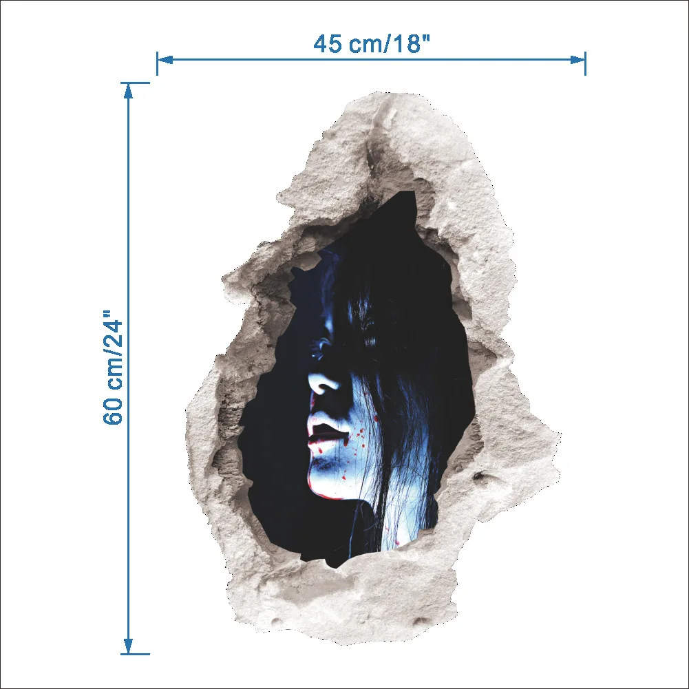 Хэллоуин тематика ужасов большой размер 3D стикер Крытый Настенный пол страшная наклейка 8 видов стилей