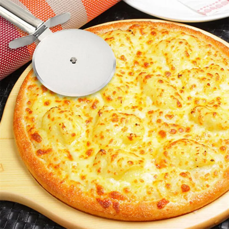 Stainless Steel Pizza Cutter single Roller Pizza Knife Cutter Pastry Pasta Dough Crimper Kitchen Tools