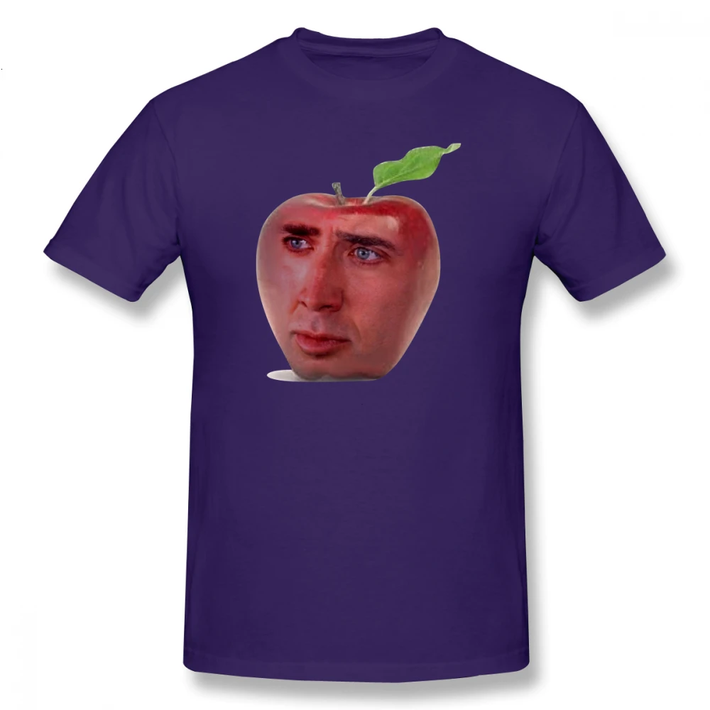 HKFZ Nicolas Cage футболка Nicolas Cageu Apple футболка уличная одежда с графическим принтом Футболка с коротким рукавом хлопок забавная футболка - Цвет: Purple