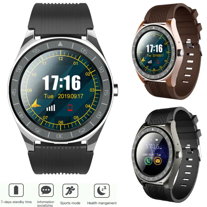 Sport Men Smart Watch v5 sim card android camera rounded Answer Call Dial Call Smartwatch Heart Rate Fitness Tracker