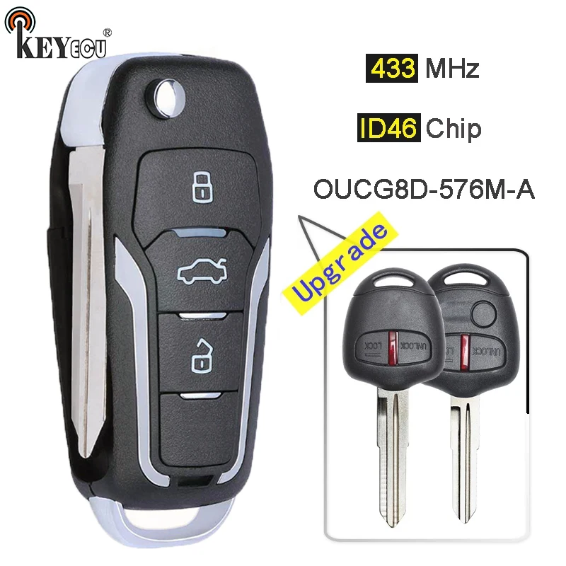 Брелок KEYECU для дистанционного ключа Mitsubishi Lancer CJ Sedan hatwago 433 МГц ID46 G8D576MA|Ключ от