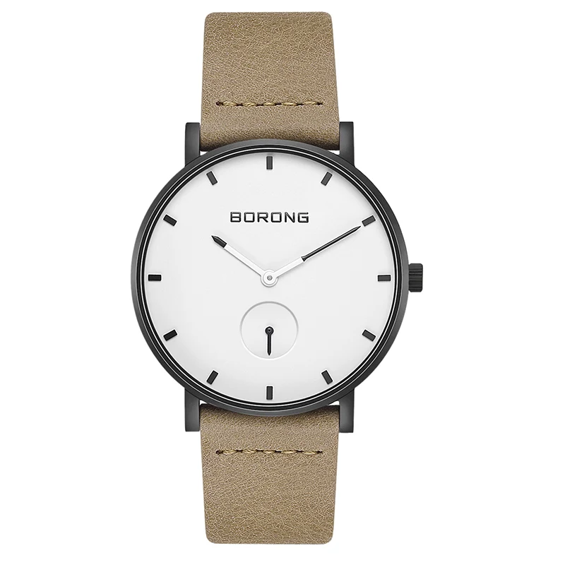 Мужские часы 40 мм из нержавеющей стали, быстросъемные часы, водонепроницаемые часы, Япония, Mov't часы, инвентарь - Цвет: leather white