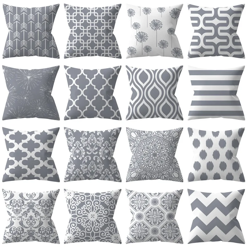 

Modern Decorative 45x45cm 17.7"x17.7" Gray geometric polyester Soft plain weave fabric Cushion Case Throw Pillow Covers