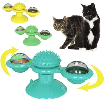 

Pet Toys For Cats Dogs Turntable Puzzle Catnip Glowing Ball Interactive Rotatable Windmill Kitten Cat Toy Play Game Cat Supplies
