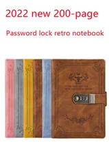 

2022 new version 200 pages A5 retro password book with lock diary thickened creative hand ledger student notepad stationery gift