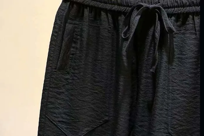 Крутые хлопковые однотонные черные женские свободные штаны с эластичной талией размера плюс новые весенние осенние повседневные женские брюки