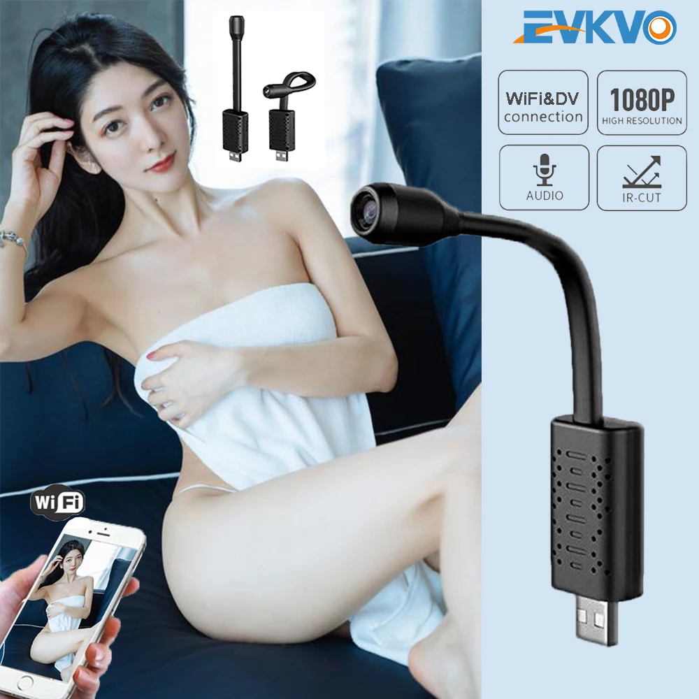 

EVKVO 1080P HD Super Mini Wifi USB Camera Real-time Surveillance IP Camera AI Human Detection Loop Recording Mini Camera Hidden