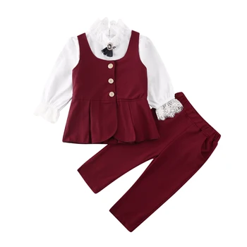 

Fashion Children Suit Lace Three-piece Suit Autumn Outfits Formal Clothes Toddler Girl Clothing Girls Boutique Outfits Kids Wear