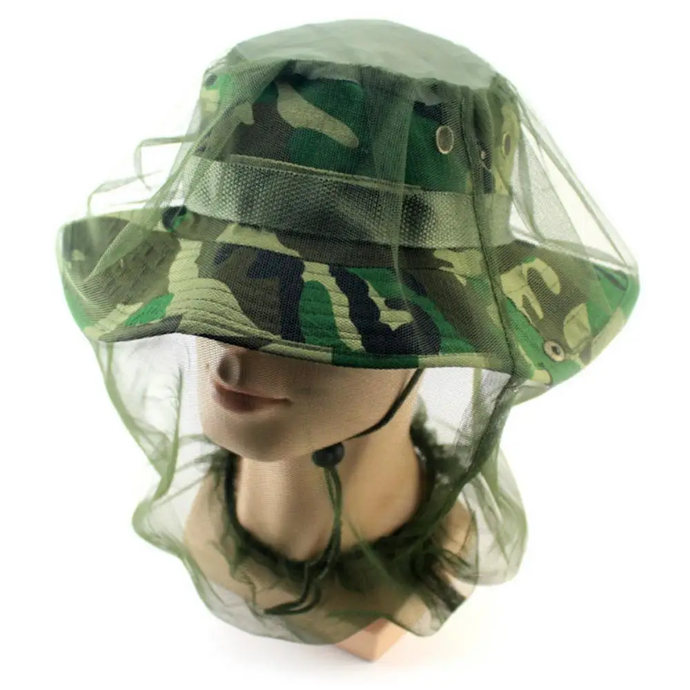 Green Outdoors Hiking And Mountaineering Protection Sun Hat Mesh Face Head Cover Insect Repellent Netting Fly Screen Protector