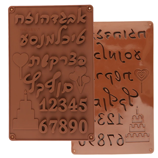 Új Héber Betűk Arab Számok Diy Szilikon Csokoládé Penész Sütemények Dekorációs Szerszámok Sütéshez Bakeware Penészek 3D
