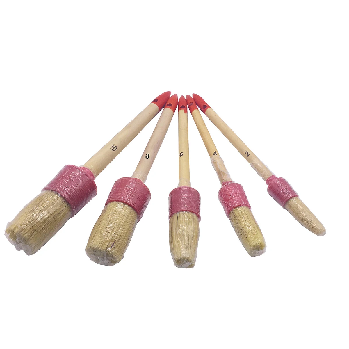 5pcs Boar Hair Detail Brush Set Bristle Cleaning Brush For Wheels Car Seat Leather Trim Air Vent Detailing Cleaning Brushes