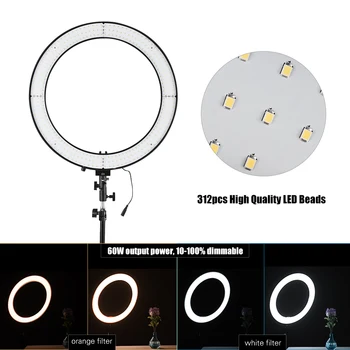 

18inch LED Ring Light 5600K 60W Dimmable Camera Photo Video Lighting Kit with Tabletop Stand/ Phone Clamp/ Ball Head Ring Light