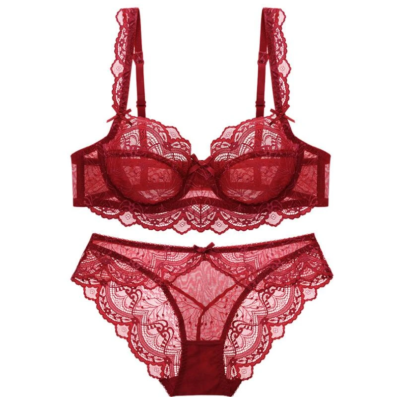 حمالة الصدر مجموعة حجم كبير للنساء الملابس الداخلية غرامة الدانتيل شير Underwire الكشكشة الأشرطة تزيين مع القوس المرأة الملابس الداخلية Bra Brief Sets Aliexpress