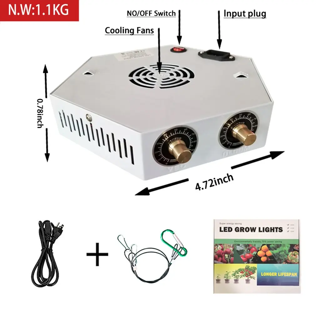 Plants LED Grow Light Full Spectrum 1000W Double Chip Red/Blue/UV/IR Hexagonal Angle Light For Indoor Plants VEG BLOOM