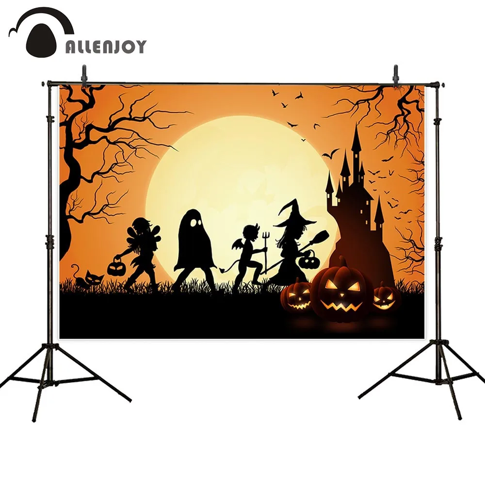 Фотофон allenjoy фоны Хэллоуин Тыква Луна Дерево замок мультфильм дети летучая мышь фоны фотостудия фотосессия