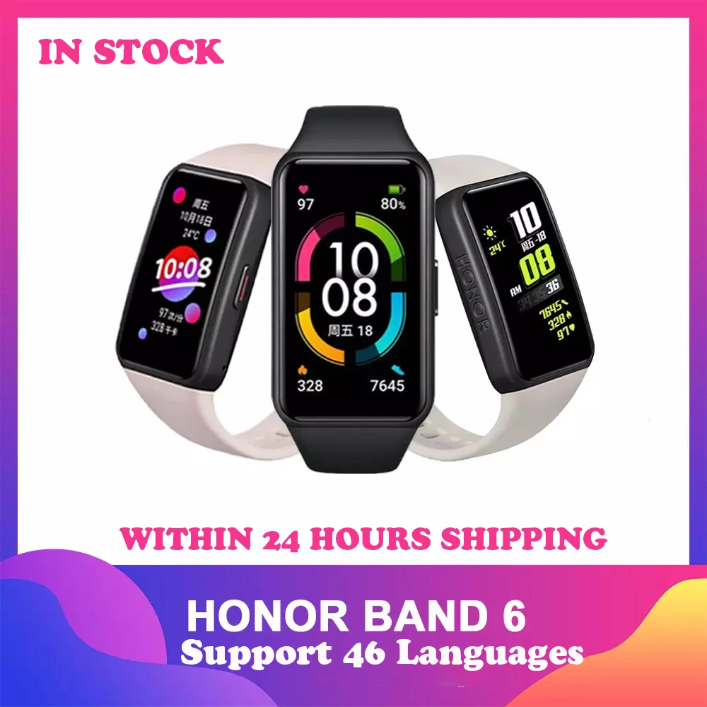 Honra original relógio inteligente 6 pulseira banda monitor de freqüência cardíaca oxigênio freqüência cardíaca pulseira inteligente 1.47