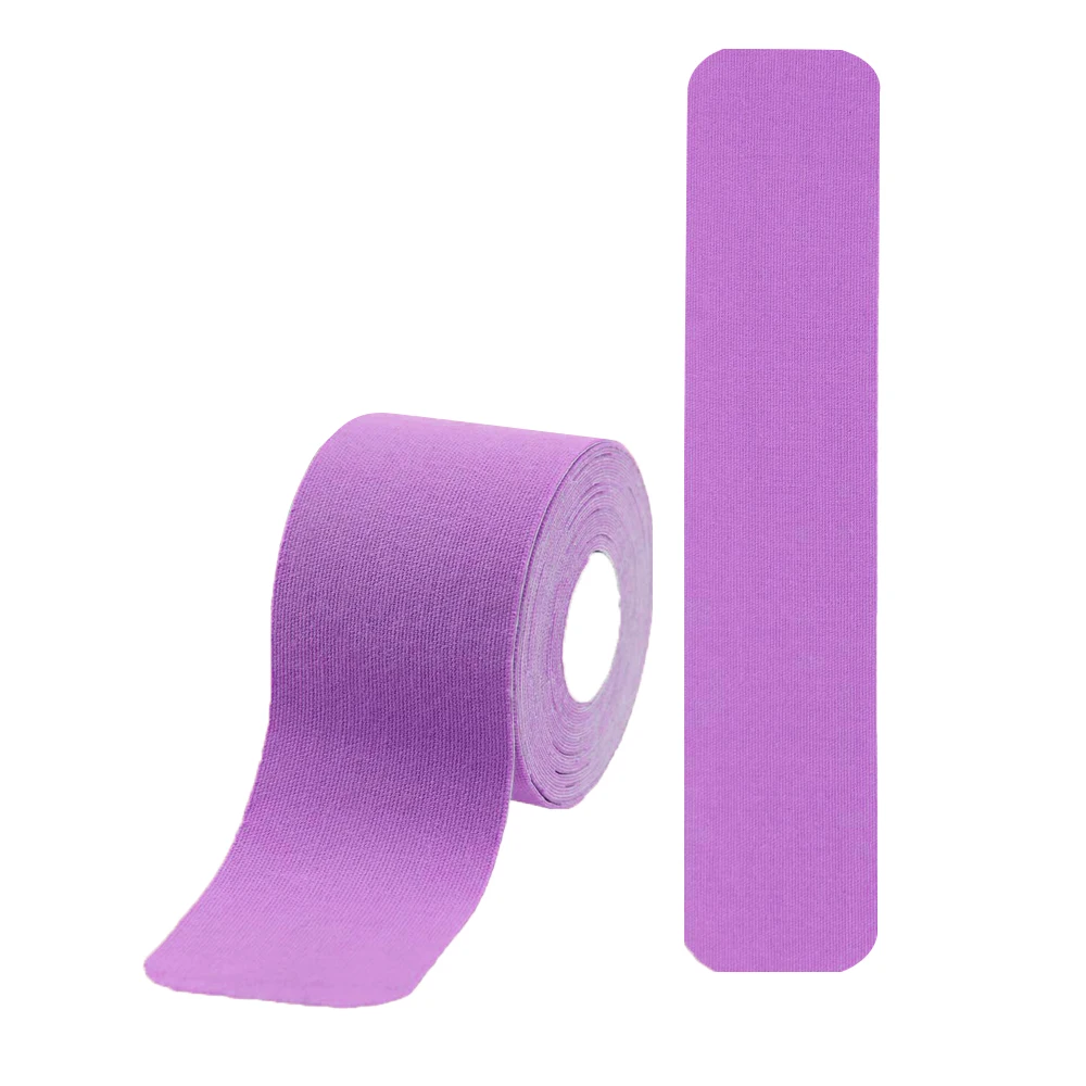 Purple Предрезанная клейкая эластичная повязка хлопок спортивная лента защищает мышцы, снимает боль и уменьшает лактатную секрецию 5 см* 5 м - Цвет: Purple