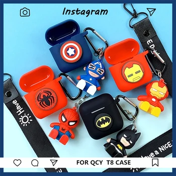 

Cool Cover for QCY T8 Case Bluetooth Earphone Protect Accessories Shockproof Portable Lanyards Cartoon Doll Stand Boys' Gift New