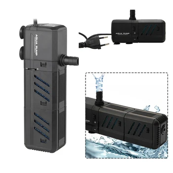 

Aquarium Filter Pump Super 4In1 Fish Tank Submersible Air Oxygen Internal Pump With Oxygen Water Nozzle Wave Maker Sponge Filter