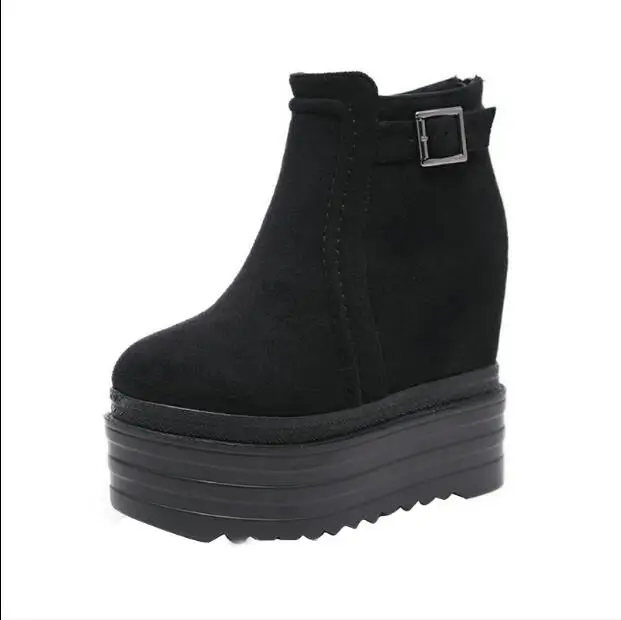 

12CM super high heel sponge cake women's shoes increased thick bottom wedge booties