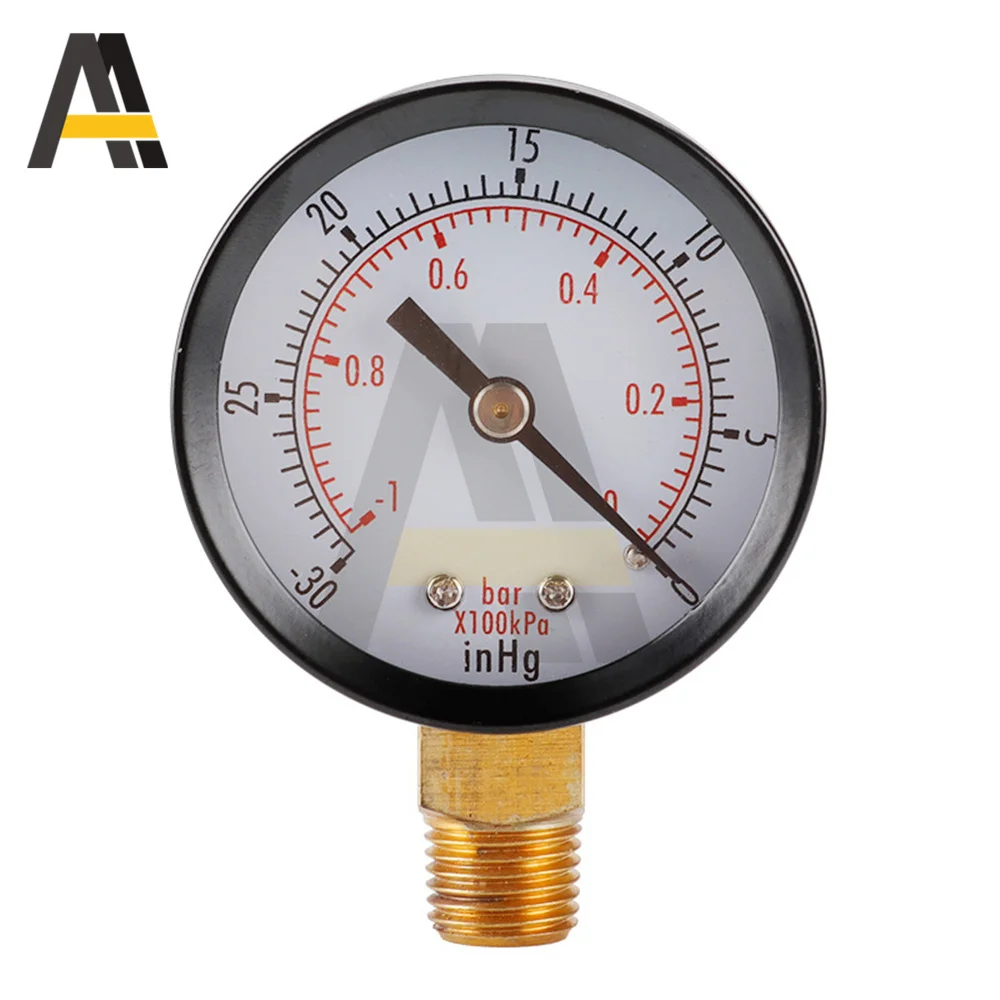 Vacuum Manometer Mini Dial NPT 30HG/0PS Portable Dual Scale Dial Gauge 1/4"  Vacuum Pressure Meter 2" Dial Digital Display Gauge